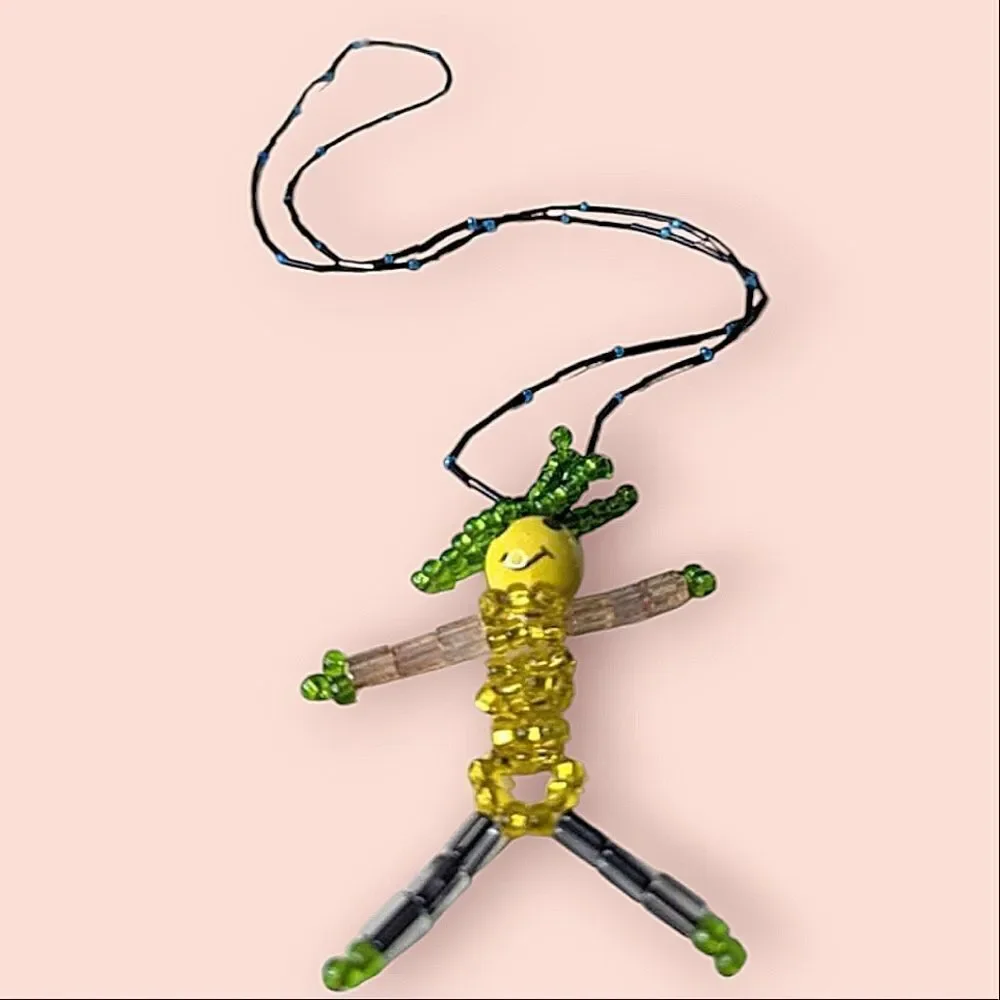 Handcrafted Beaded Figure Fixed Length Necklace On Beaded Chain